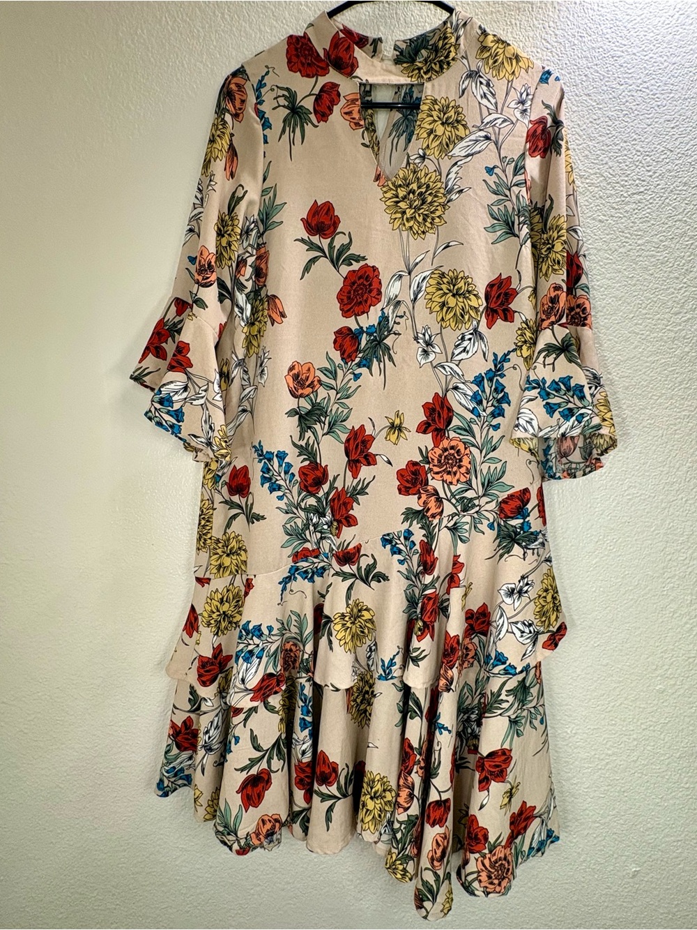 Hayden Los Angeles Floral Boho Asymmetrical Ruffle Dress Size S